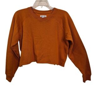 Happy Nation Girl’s Fleece Crop Crewneck Sweatshirt in Copper Sand